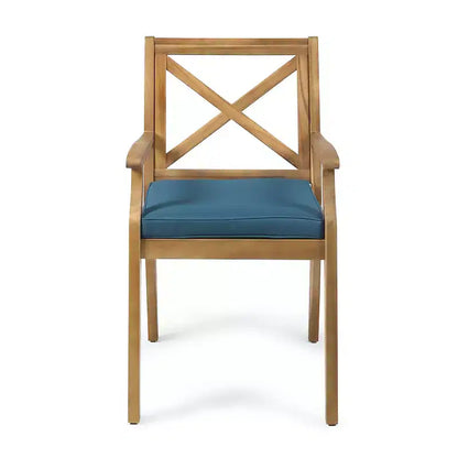 Christopher Knight Home Perla Ensemble de salle à manger d'extérieur rustique 7 pièces en bois d'acacia avec coussins