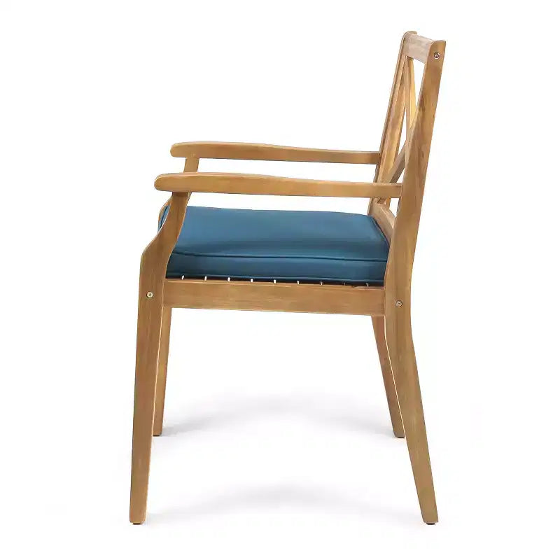 Christopher Knight Home Perla Ensemble de salle à manger d'extérieur rustique 7 pièces en bois d'acacia avec coussins