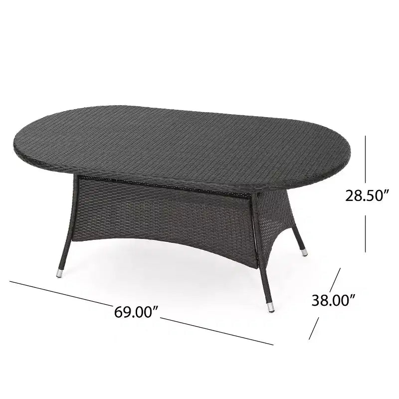 Christopher Knight Home Bruni Ensemble de salle à manger 7 pièces moderne en fer et rotin synthétique avec table ovale