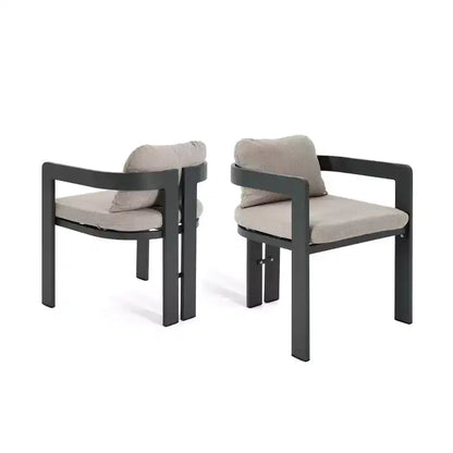 ModernLuxe Ensemble de salle à manger d'extérieur 7 pièces pour 6 personnes, ensemble de meubles de patio de jardin avec 6 chaises avec coussins et cadre résistant aux intempéries