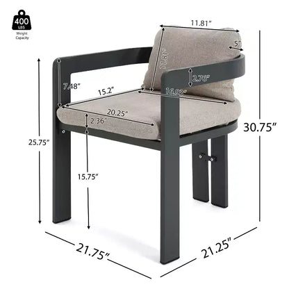 ModernLuxe Ensemble de salle à manger d'extérieur 7 pièces pour 6 personnes, ensemble de meubles de patio de jardin avec 6 chaises avec coussins et cadre résistant aux intempéries