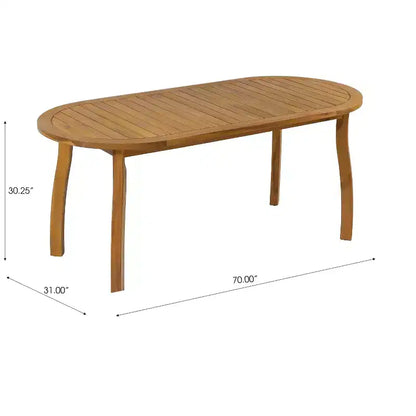 Ensemble de salle à manger 7 pièces bohème d'extérieur Christopher Knight Home Cascade en bois d'acacia et osier avec table ovale à lattes pour l'extérieur