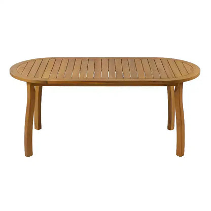 Ensemble de salle à manger 7 pièces bohème d'extérieur Christopher Knight Home Cascade en bois d'acacia et osier avec table ovale à lattes pour l'extérieur