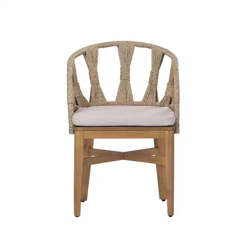Ensemble de salle à manger 7 pièces bohème d'extérieur Christopher Knight Home Cascade en bois d'acacia et osier avec table ovale à lattes pour l'extérieur