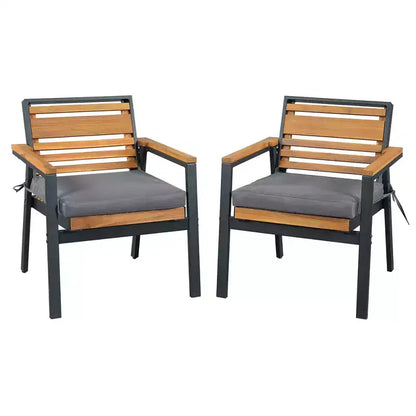 Ensemble de salle à manger d'extérieur 7 pièces Whisen pour 6, ensemble table et chaises de patio, ensemble de salle à manger de jardin, 1 table de salle à manger rectangulaire et 6 chaises avec coussins