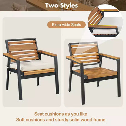 Ensemble de salle à manger d'extérieur 7 pièces Whisen pour 6, ensemble table et chaises de patio, ensemble de salle à manger de jardin, 1 table de salle à manger rectangulaire et 6 chaises avec coussins