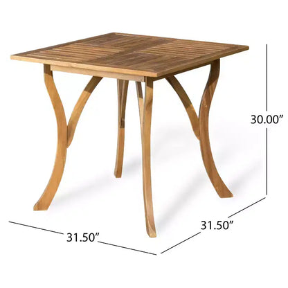Ensemble de salle à manger d'extérieur moderne 5 pièces Zola Christopher Knight Home en acacia avec table carrée à lattes