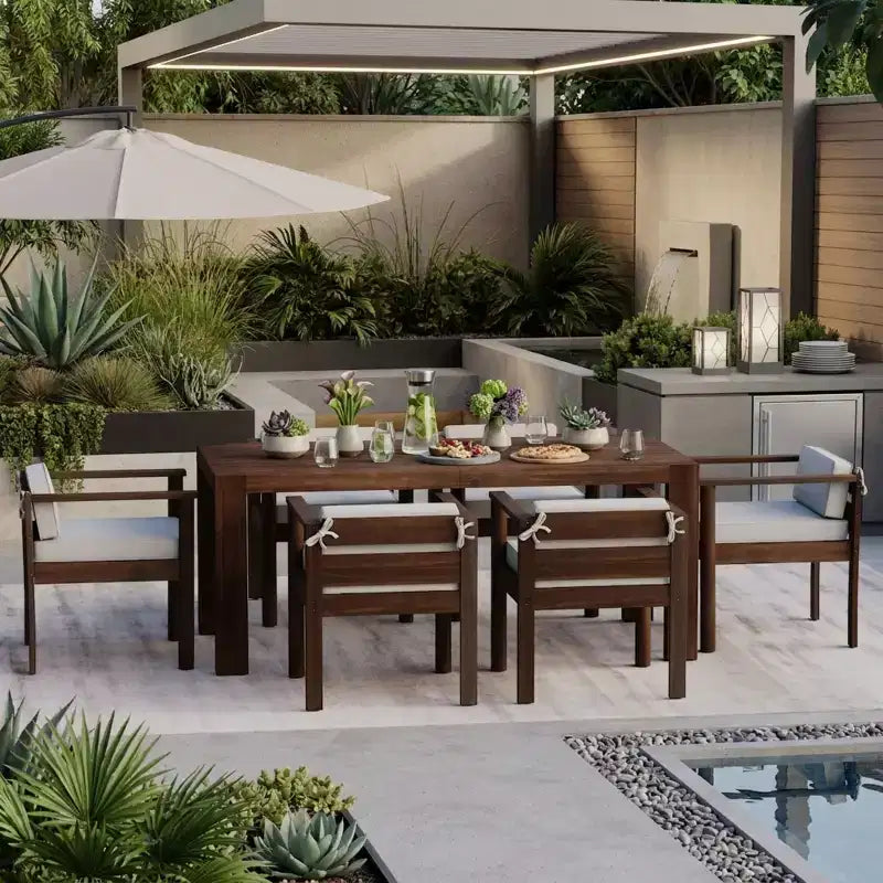 Set da pranzo da patio per tutte le stagioni Polibi 7 pezzi