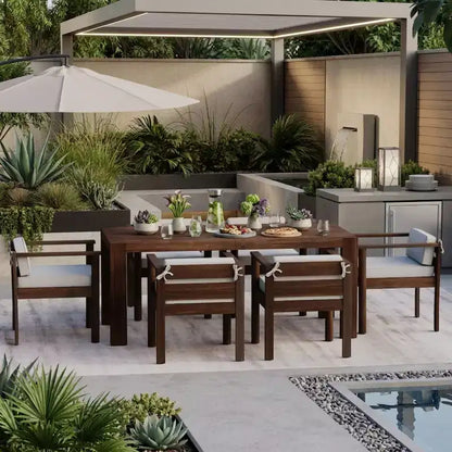 Set da pranzo da patio per tutte le stagioni Polibi 7 pezzi