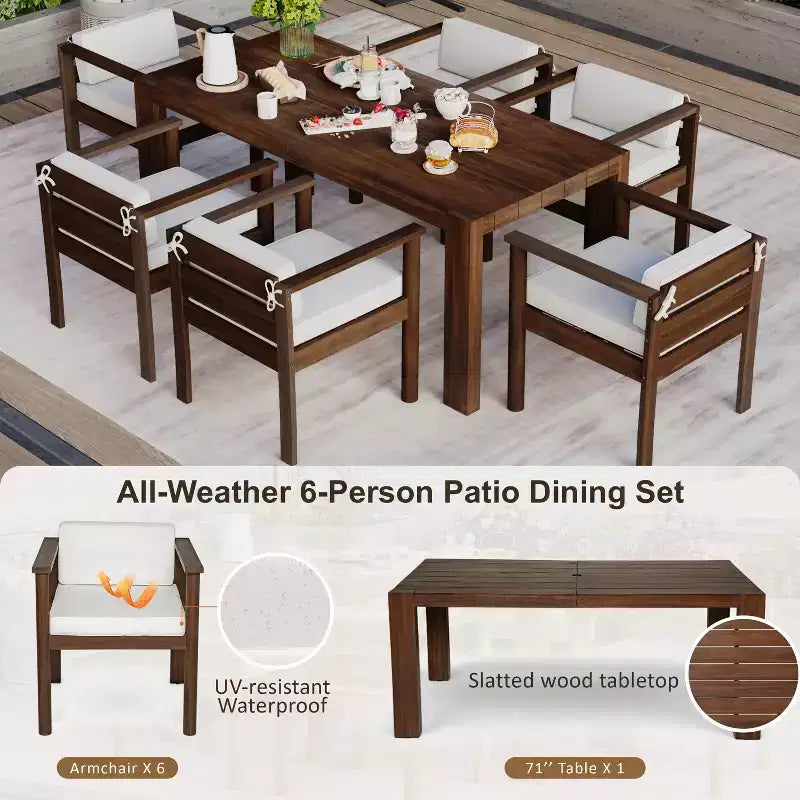 Set da pranzo da patio per tutte le stagioni Polibi 7 pezzi