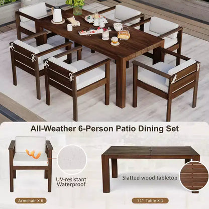 Set da pranzo da patio per tutte le stagioni Polibi 7 pezzi