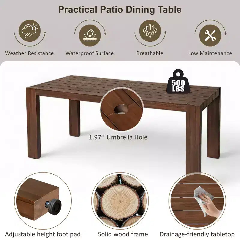 Set da pranzo da patio per tutte le stagioni Polibi 7 pezzi