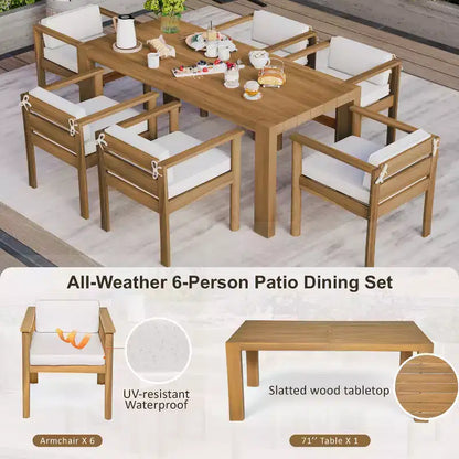 Set da pranzo da patio per tutte le stagioni Polibi 7 pezzi