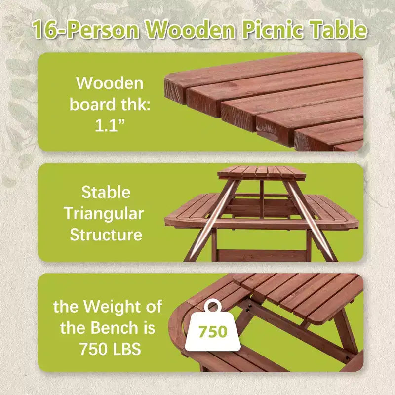 Set Tavolo da Picnic Esterno in Legno Martin GDFStudio con Panche Allungate e Foro per Ombrellone