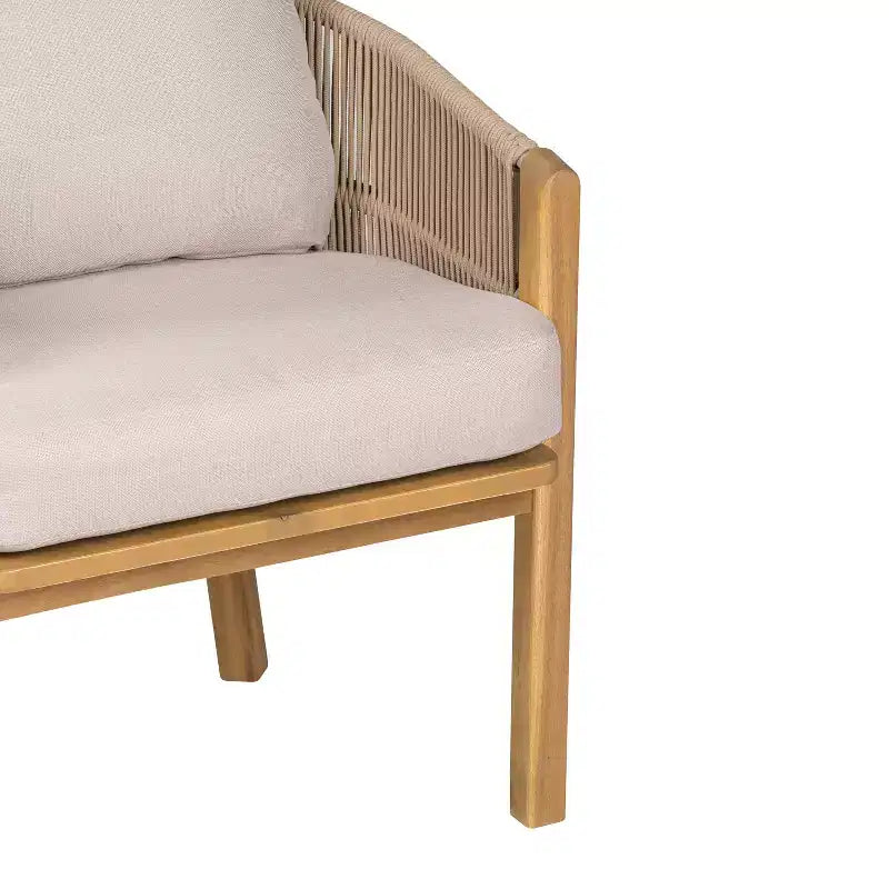 Christopher Knight Home Visola, set da pranzo 9 pezzi in corda e legno di acacia in stile bohémien, con tavolo a doghe e cuscini