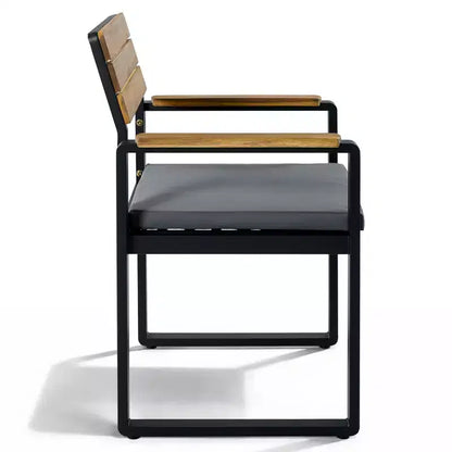 GDFStudio Elvira Patio, set da pranzo moderno da 6 pezzi in legno di acacia con tavolo, 4 sedie imbottite e panca