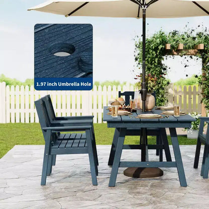 Set da Pranzo da Esterno 5 Pezzi per 4 Persone, Arredamento da Giardino in HDPE per Tutte le Stagioni con Foro per Ombrellone, Sedie Moderne Senza Braccioli per Giardino e Terrazza