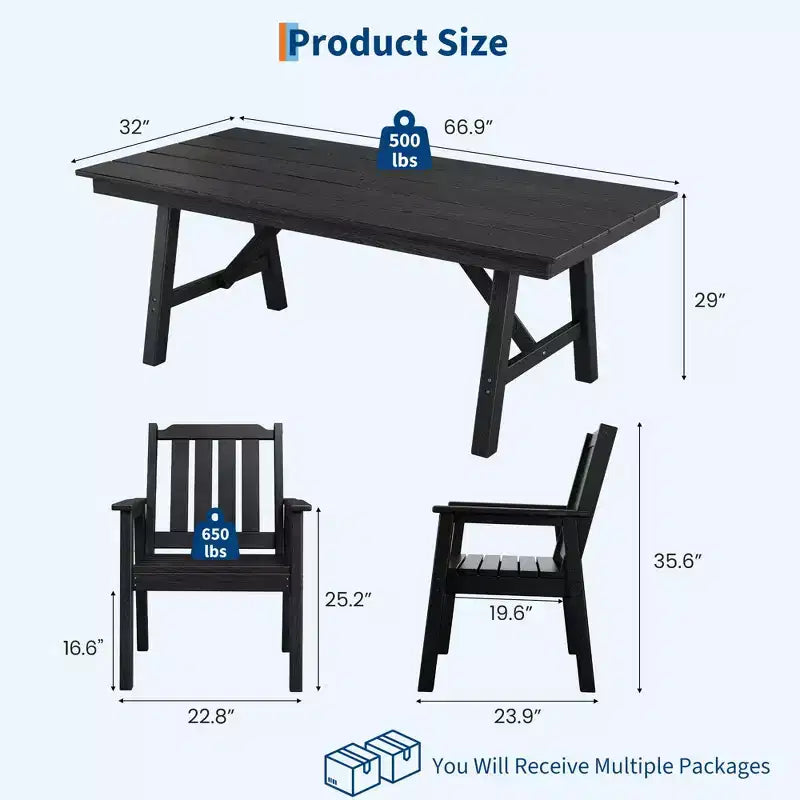 Set da Pranzo da Esterno 5 Pezzi per 4 Persone, Arredamento da Giardino in HDPE per Tutte le Stagioni con Foro per Ombrellone, Sedie Moderne Senza Braccioli per Giardino e Terrazza
