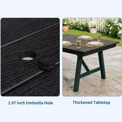 Set da Pranzo da Esterno 5 Pezzi per 4 Persone, Arredamento da Giardino in HDPE per Tutte le Stagioni con Foro per Ombrellone, Sedie Moderne Senza Braccioli per Giardino e Terrazza