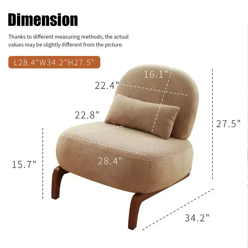Moderna sedia imbottita graziosa, comoda poltrona senza braccioli per salotto, camera da letto, appartamento o balcone - Panipeachy