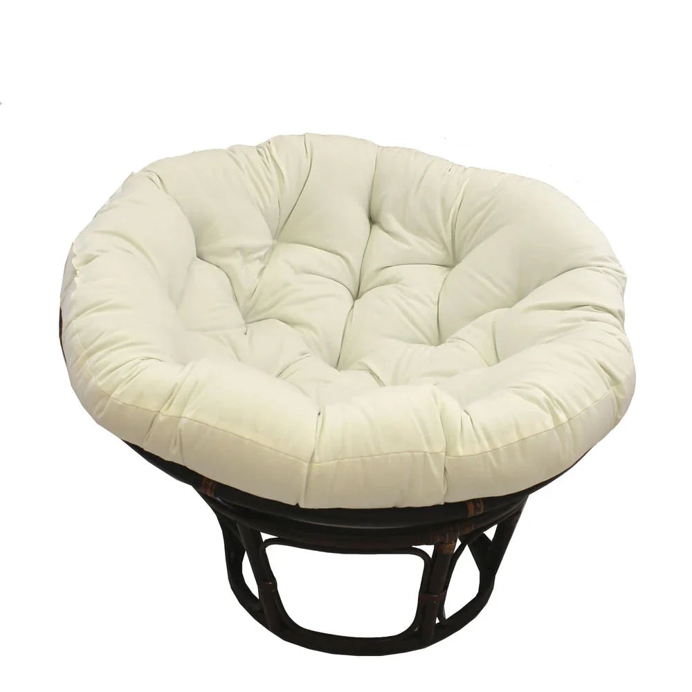 Poltrona Papasan Bali da 42 pollici in rattan con cuscino in twill