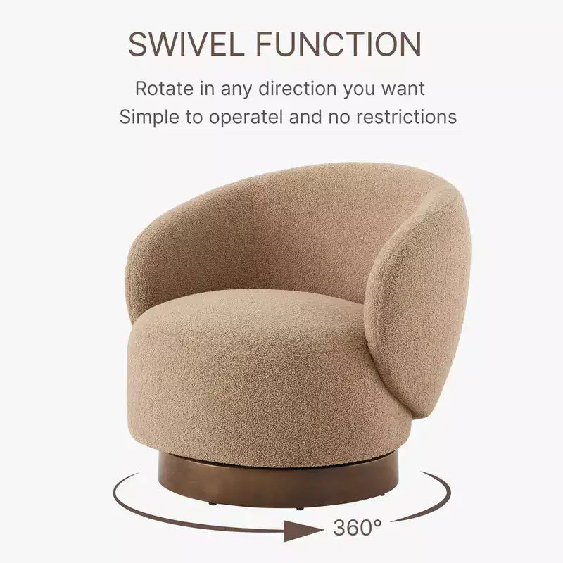 Fauteuil d'appoint pivotant Spruce&Spring en tissu avec base en bois
