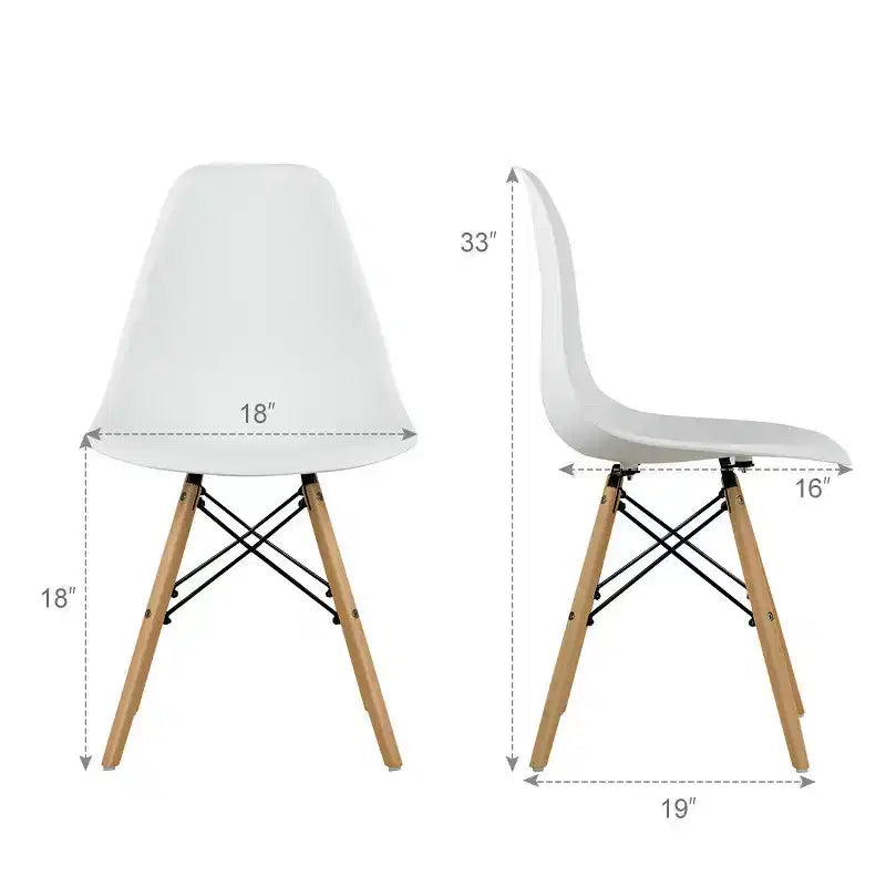Costway Set di 4 Sedie da Pranzo Moderne Senza Braccioli per Casa e Ufficio con Gambe in Legno Bianco/Nero/Blu