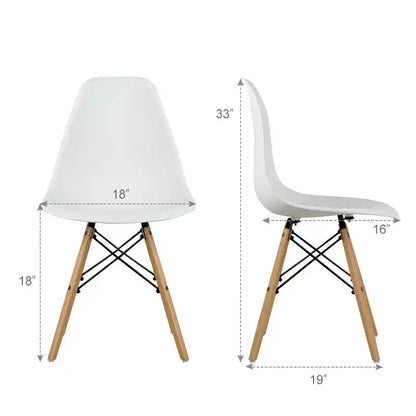 Costway Set di 4 Sedie da Pranzo Moderne Senza Braccioli per Casa e Ufficio con Gambe in Legno Bianco/Nero/Blu