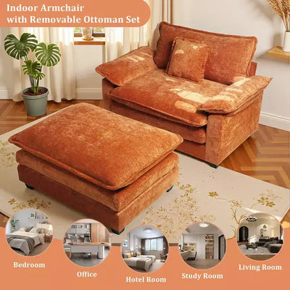 Poltrona a sacco oversize in ciniglia EHMKNP con pouf