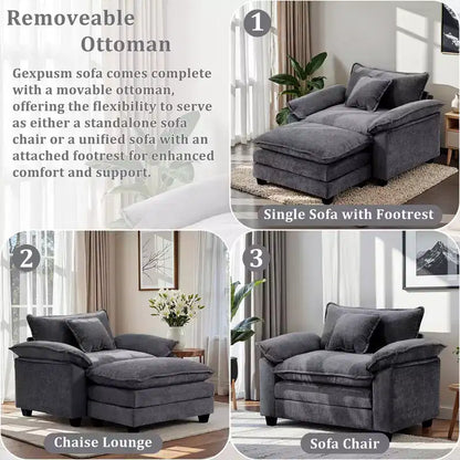 Poltrona a sacco oversize in ciniglia EHMKNP con pouf