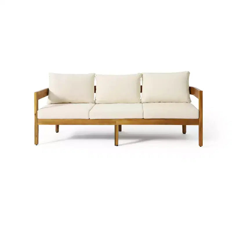 Christopher Knight Home Safira Ensemble de conversation 5 pièces en bois d'acacia rustique pour patio avec coussins épais