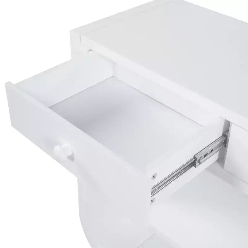 ModernLuxe Tavolo curvo da ingresso, Tavolo consolle, Tavolino da divano, Espositore, Tavolino d'appoggio con 3 cassetti a chiusura ammortizzata e 2 ripiani aperti