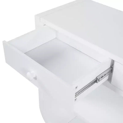 ModernLuxe Tavolo curvo da ingresso, Tavolo consolle, Tavolino da divano, Espositore, Tavolino d'appoggio con 3 cassetti a chiusura ammortizzata e 2 ripiani aperti