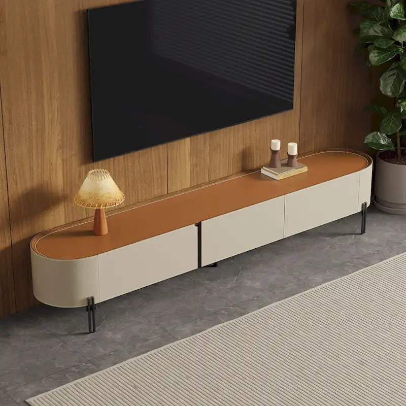 86.6 Mobile TV in pelle, Porta TV moderno con 3 cassetti