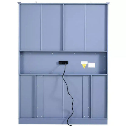 Garde-manger de cuisine autoportant Whisen de 180 cm de haut, grand buffet de salle à manger avec 4 portes pliantes, étagères, porte-bouteilles