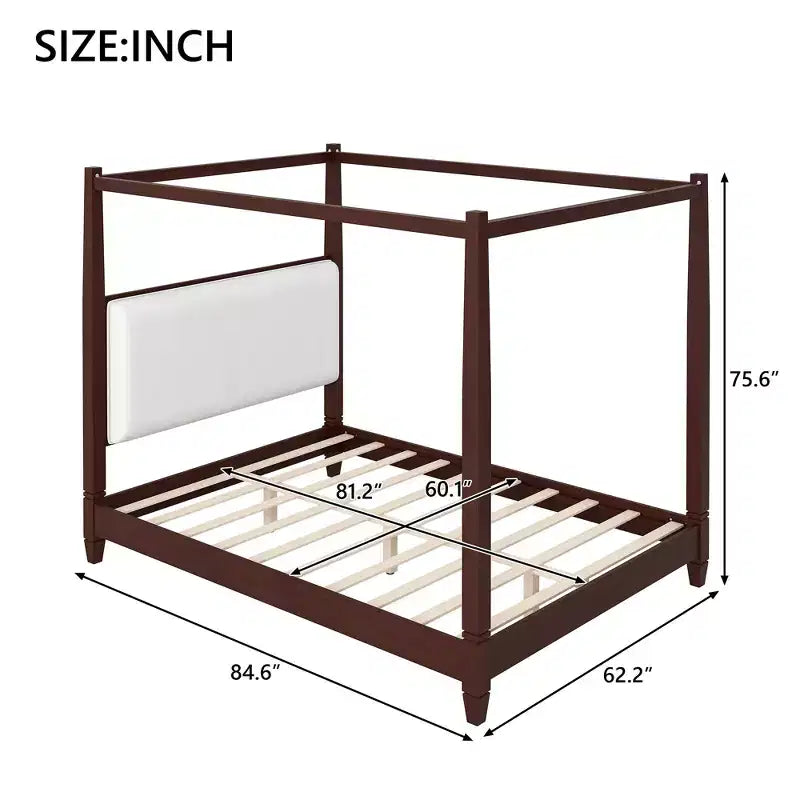 Letto a baldacchino con testiera imbottita