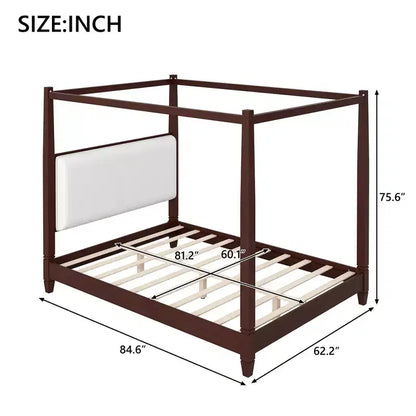 Letto a baldacchino con testiera imbottita
