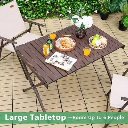 Tavolo da campeggio portatile in alluminio Costway per 4-6 persone, leggero, pieghevole, grigio/marrone