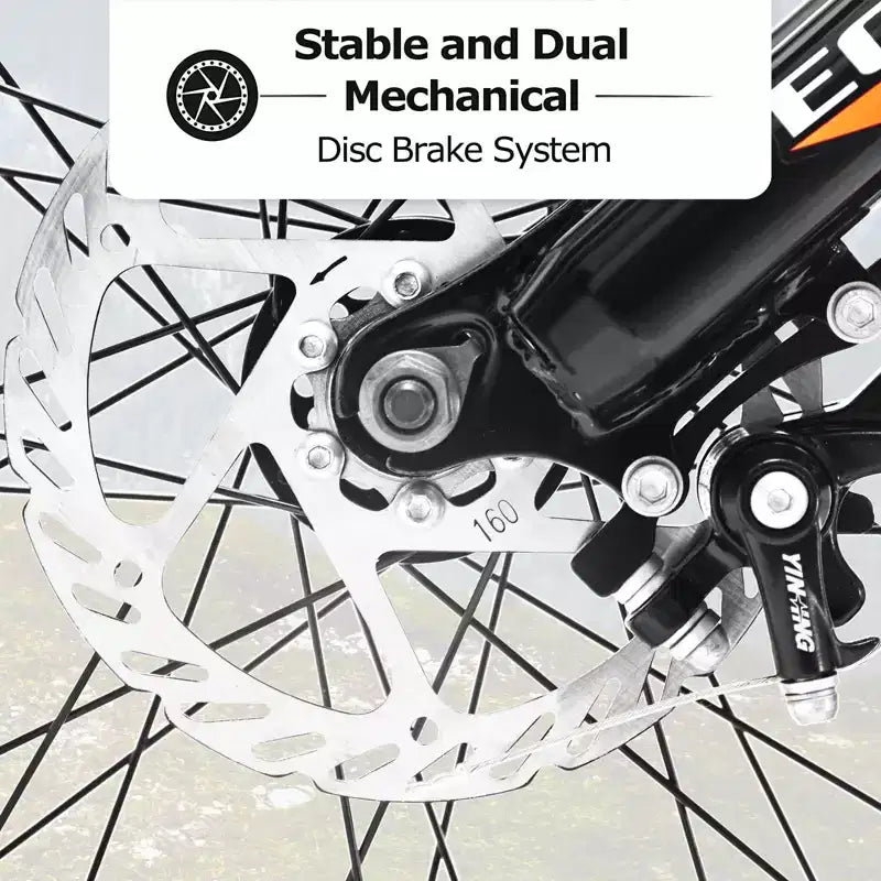 Vélo Okak 24 pouces Fat Tire avec suspension avant, VTT 7 vitesses avec frein à disque et cadre en acier à haute teneur en carbone, Vélo de randonnée pour les trajets quotidiens