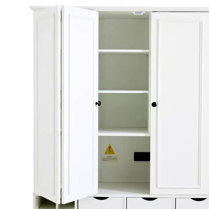 Garde-manger de cuisine autoportant Whisen de 180 cm de haut, grand buffet de salle à manger avec 4 portes pliantes, étagères, porte-bouteilles