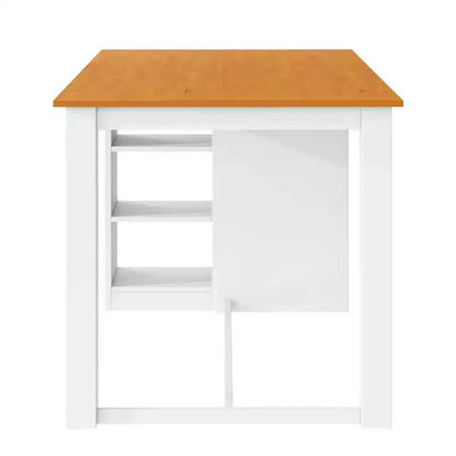 Set da pranzo a 5 pezzi in stile rustico ad altezza bancone per 4 persone, set da tavolo da bar in legno con ripiani e 4 sedie imbottite