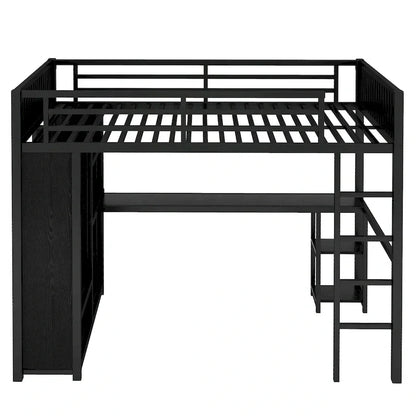 Lit mezzanine taille XL avec armoire intégrée