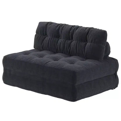 Divano Letto Futon Pieghevole in Velluto a Coste, Sedia Convertibile da Pavimento con Cuscino e Supporto per la Schiena