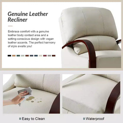 Lot de 2 fauteuils relax manuels en cuir véritable, inclinaison 159°