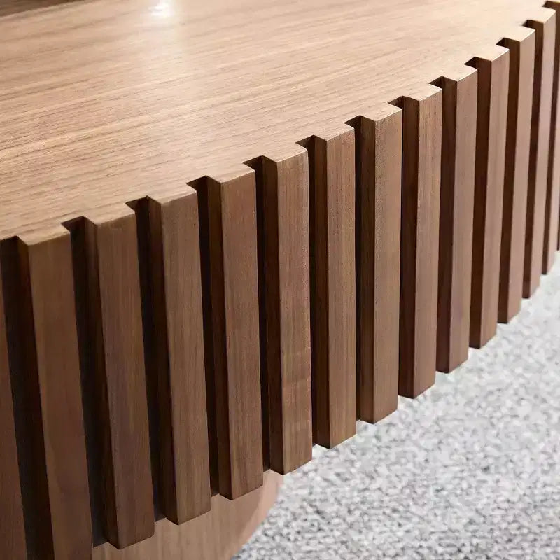 Tavolino da caffè ovale/quadrato, tavolino centrale scanalato minimalista, tavolino d'appoggio, frassino naturale/noce/nero opaco-ModernLuxe