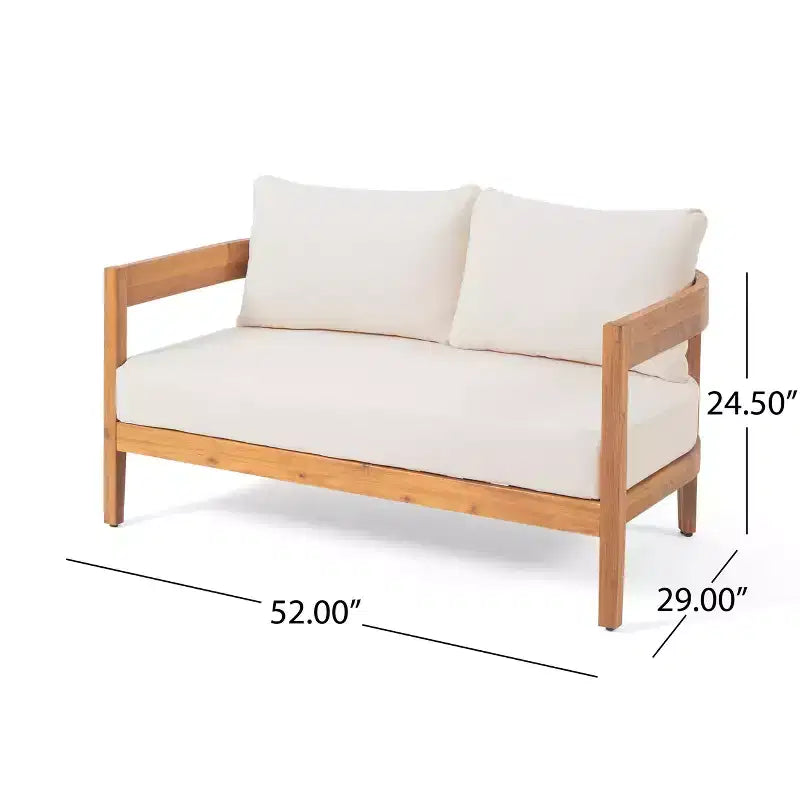 Christopher Knight Home Safira Ensemble de conversation 5 pièces en bois d'acacia rustique pour patio avec coussins épais