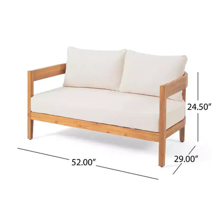 Christopher Knight Home Safira Ensemble de conversation 5 pièces en bois d'acacia rustique pour patio avec coussins épais