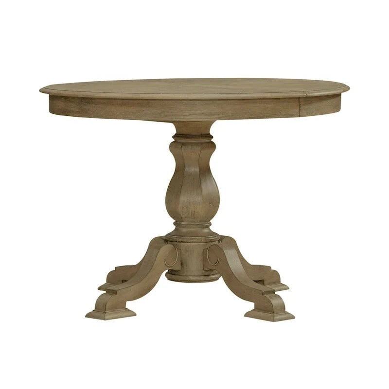 Table à dîner ronde sur pied Magnolia Manor avec rallonges escamotables - 2 finitions