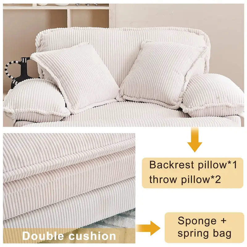 56.9 W Poltrona Oversize con Pouf, Poltrona da Lettura per Camera da Letto, Divano Letto Pigro, Poltrona Reclinabile Singola Moderna Oversize