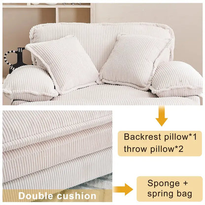 56.9 W Poltrona Oversize con Pouf, Poltrona da Lettura per Camera da Letto, Divano Letto Pigro, Poltrona Reclinabile Singola Moderna Oversize